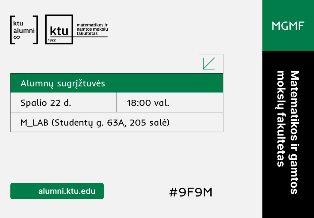 KTU Matematikos ir gamtos mokslų fakulteto alumnų sugrįžtuvės | 9F9M